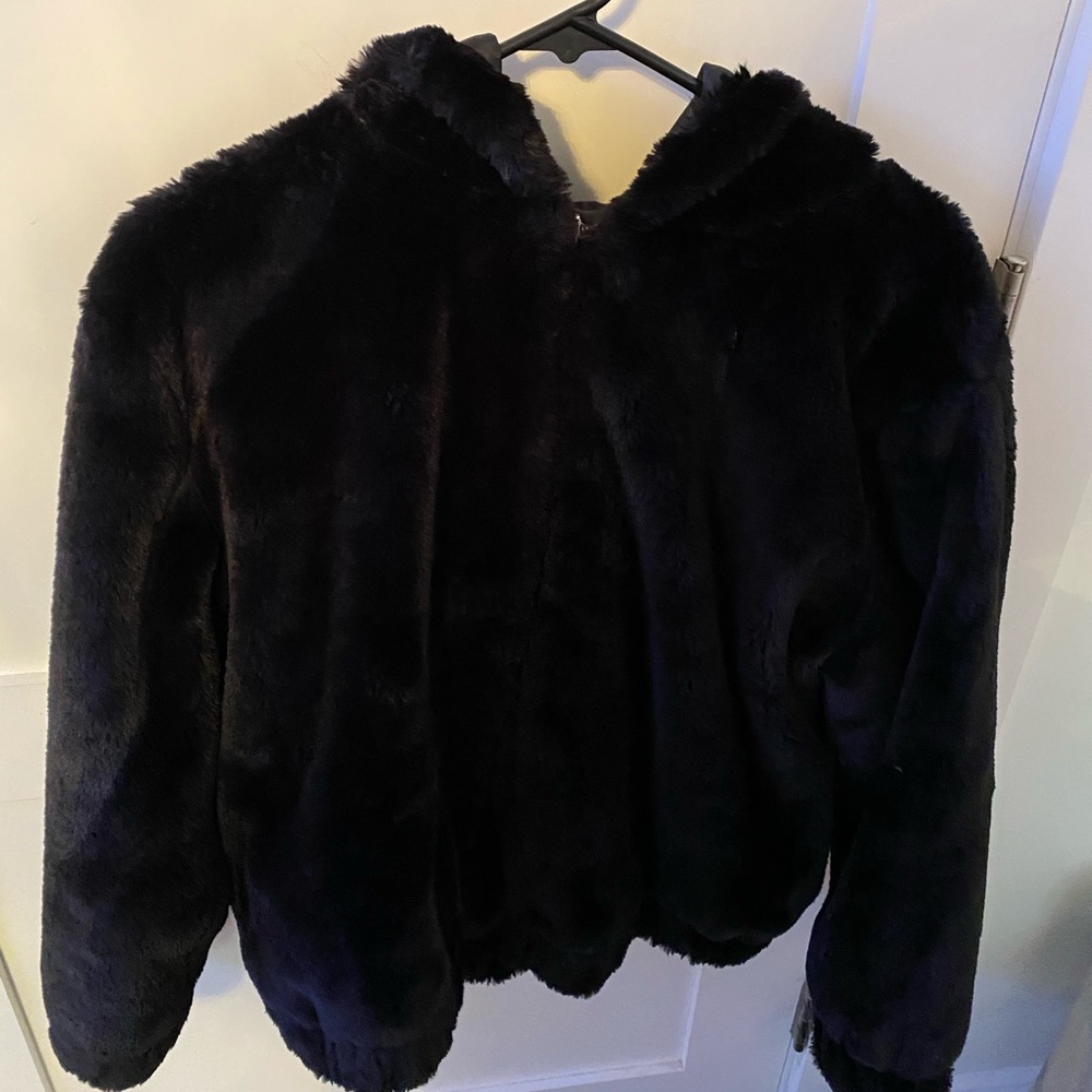 Wild Fable Black Faux Fur Zip Up